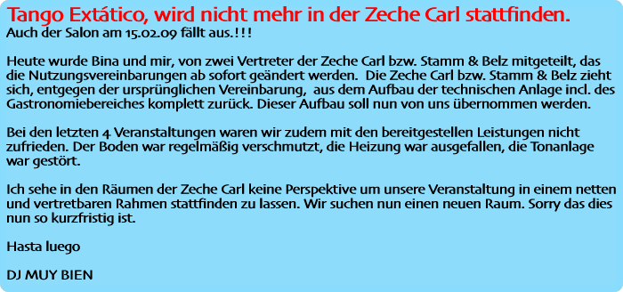 Tango Ext�tico, wird nicht mehr
